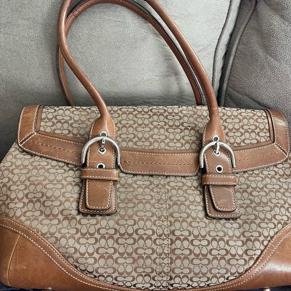 Genuine Coach handbag Signature Collection 7080 Flap Khaki - Picture 2 of 7